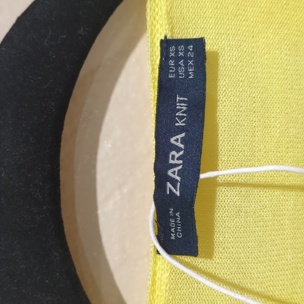 Zara Knit Top Yellow V Neck Women's Size XS - Picture 5 of 8